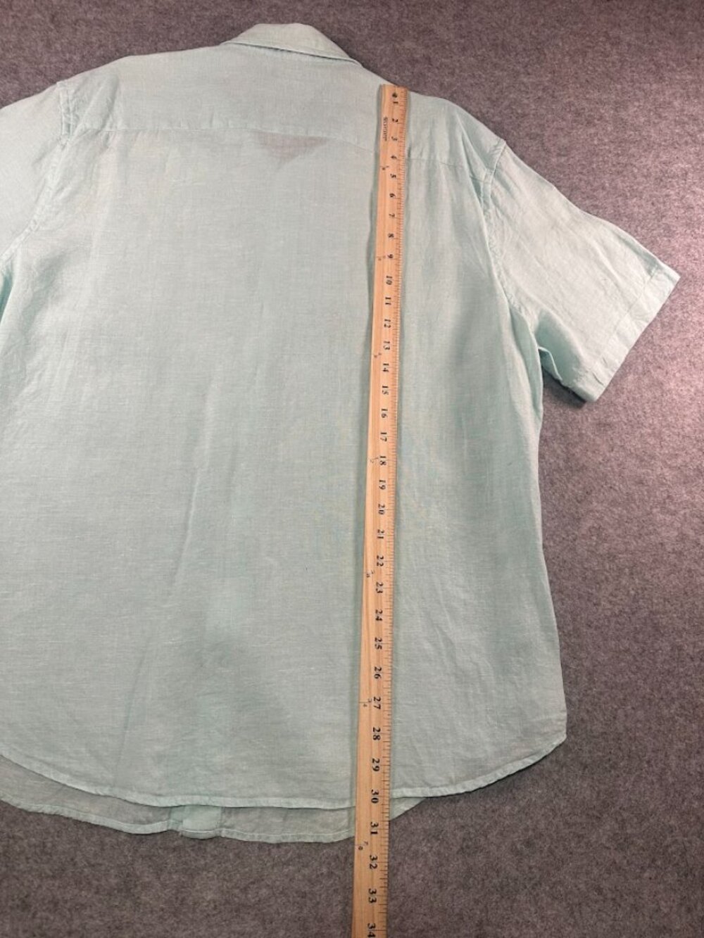 Nautica Men’s XL 100% Linen Seawater Blue Short Sleeve Button Down Shirt - Picture 5 of 9